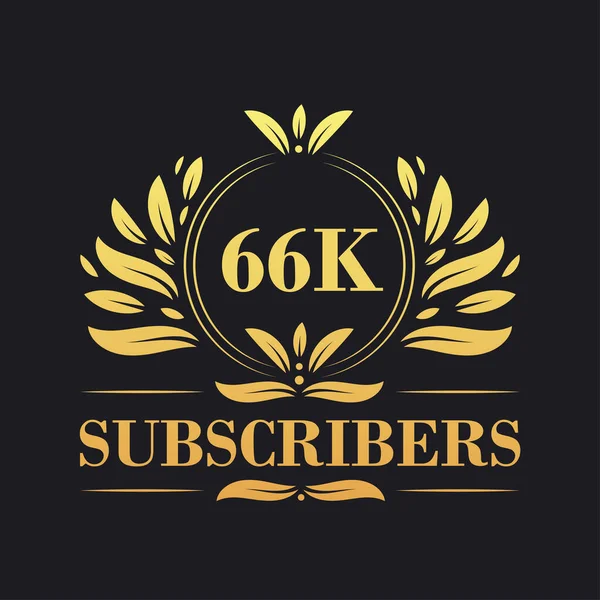 66K Abonnees Vieren Ontwerp Luxe 66K Abonnees Logo Voor Social — Stockvector