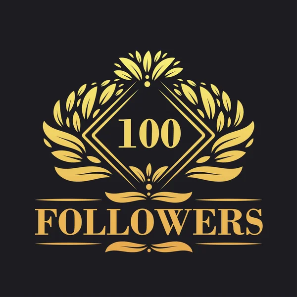 100 Śledzący Projekt Uroczystości Luksusowe 100 Logo Zwolenników Mediów Społecznościowych — Wektor stockowy