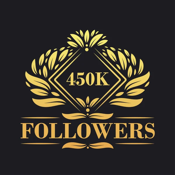 450K Followers Celebration Design Luxurious 450K Followers Logo Social Media — Stock Vector
