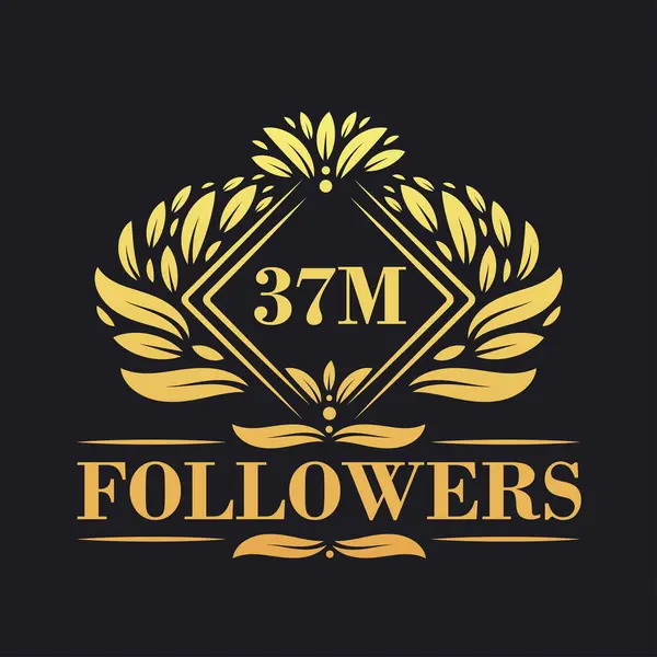 37M追随者庆祝设计 为社交媒体追随者设计的豪华37M追随者标识 — 图库矢量图片