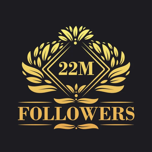 22М Последователи Празднования Дизайн Роскошный Логотип 22M Followers Подписчиков Социальных — стоковый вектор