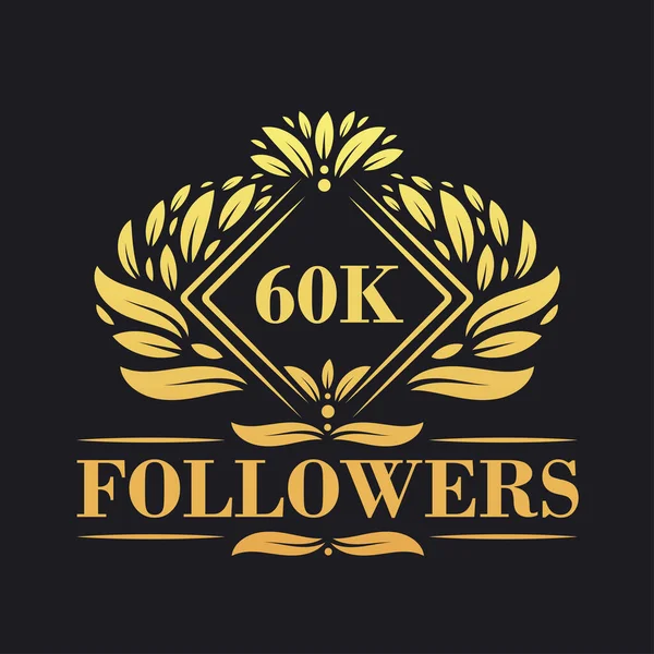 60K Volgers Viering Ontwerp Luxe 60K Volgers Logo Voor Social — Stockvector