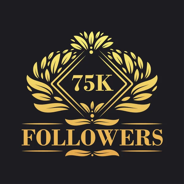 75K Последователей Праздник Дизайн Роскошный Логотип 75K Followers Подписчиков Социальных — стоковый вектор