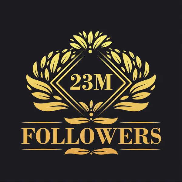 23M Śledzi Projekt Uroczystości Luksusowe Logo 23M Followers Dla Zwolenników — Wektor stockowy