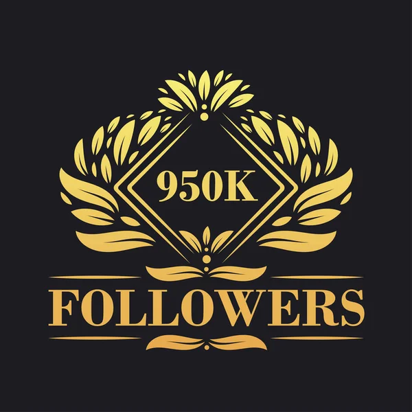 950K Последователей Праздник Дизайн Роскошный Логотип 950K Followers Подписчиков Социальных — стоковый вектор
