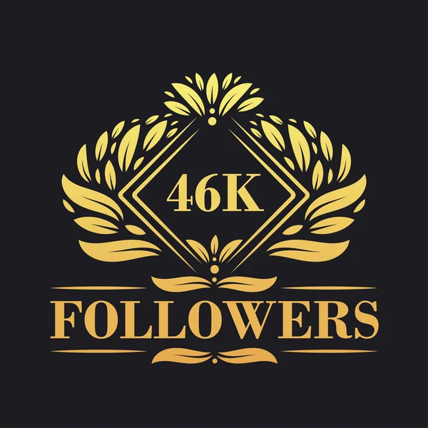 46K Followers Celebration Design Luxurious 46K Followers Logo Social Media — Stock Vector