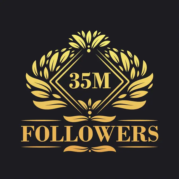 35M Kutlama Tasarımını Takip Ediyor Lüks Milyon Takipçi Sosyal Medya — Stok Vektör
