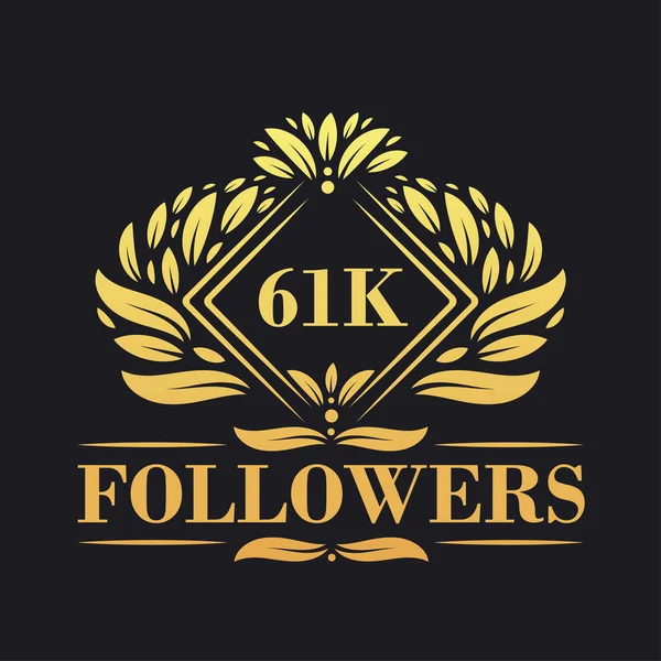 61K Volgers Viering Ontwerp Luxe 61K Volgers Logo Voor Social — Stockvector