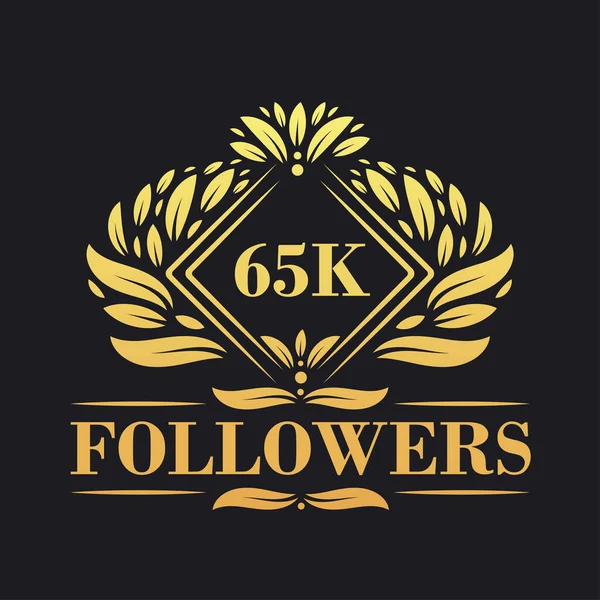 65K Followers Celebration Design Luxurious 65K Followers Logo Social Media — Stock Vector