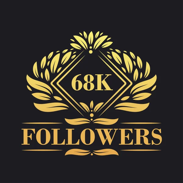 68K Followers Design Celebrazione Lussuoso Logo 68K Followers Follower Dei — Vettoriale Stock