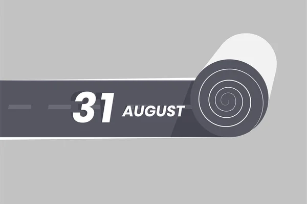 Agosto Icono Del Calendario Rodando Dentro Carretera Agosto Fecha Mes — Vector de stock