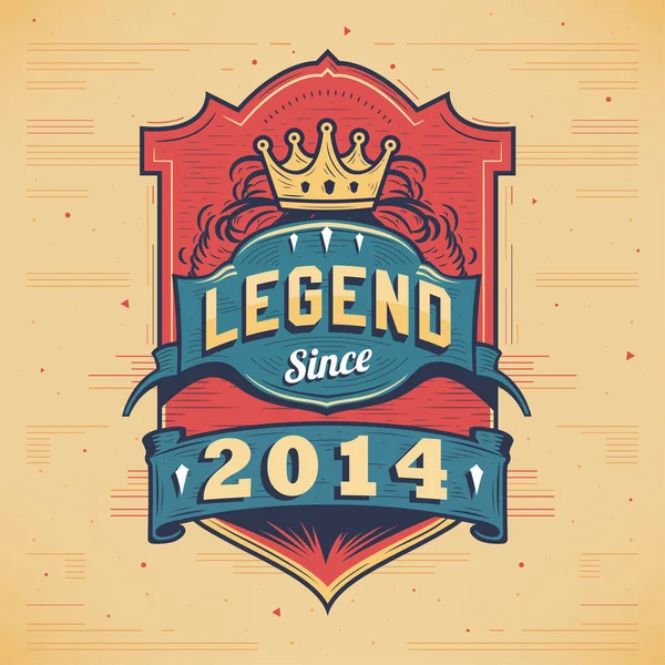 Legend 2014 Vintage Shirt Born 2014 Vintage Birthday Poster Design — Stock Vector