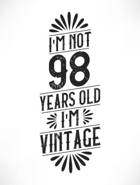 98 yıllık klasik doğum günü. 98 'inci yaş günü klasik tişört tasarımı.