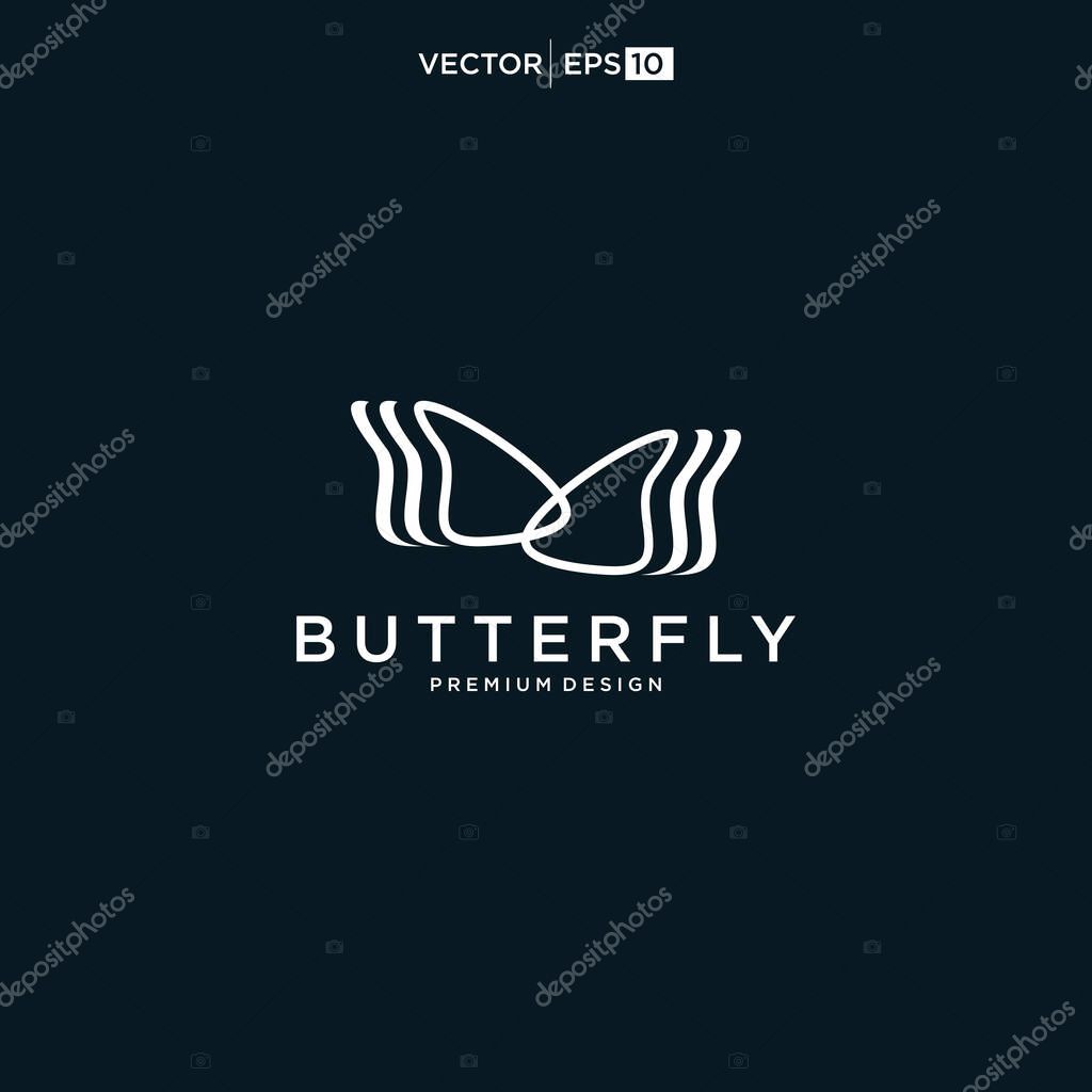 Butterfly logo. Luxury line logotype design. Universal premium butterfly symbol