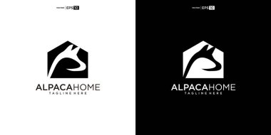 Alpaca ev logosu tasarımı illüstrasyonu