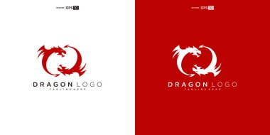 ejderha silueti logosu tasarımı. Dragon vektör illüstrasyonu