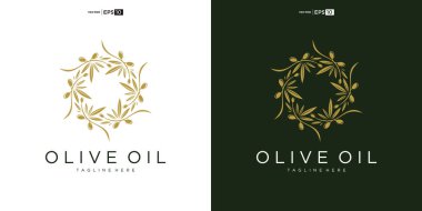 Zeytin logosu tasarım şablonu düz. Doğal ekstra bakire yağı. güzellik, kozmetik logo