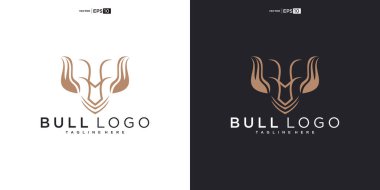 Boğa, angus inek bizon baş logo tasarımı. Yaratıcı boğa boynuzları