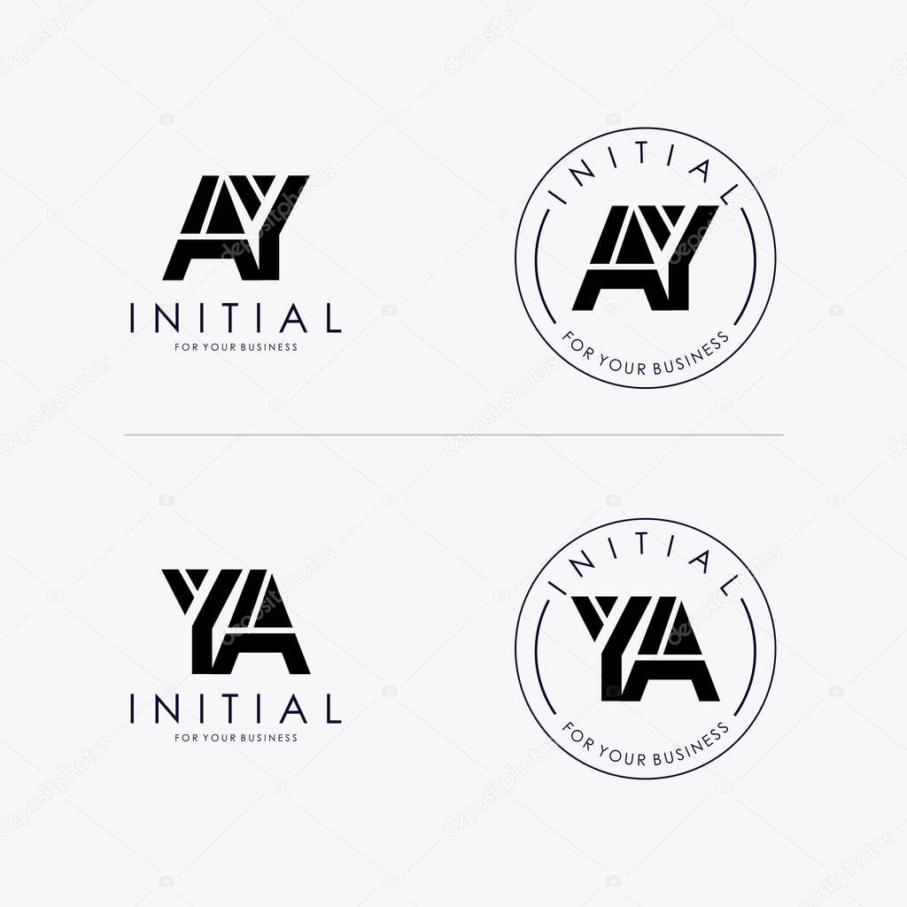 Initial letter AY YA logo design Simple isolated on white Background. Usable for Business and Branding Logos.