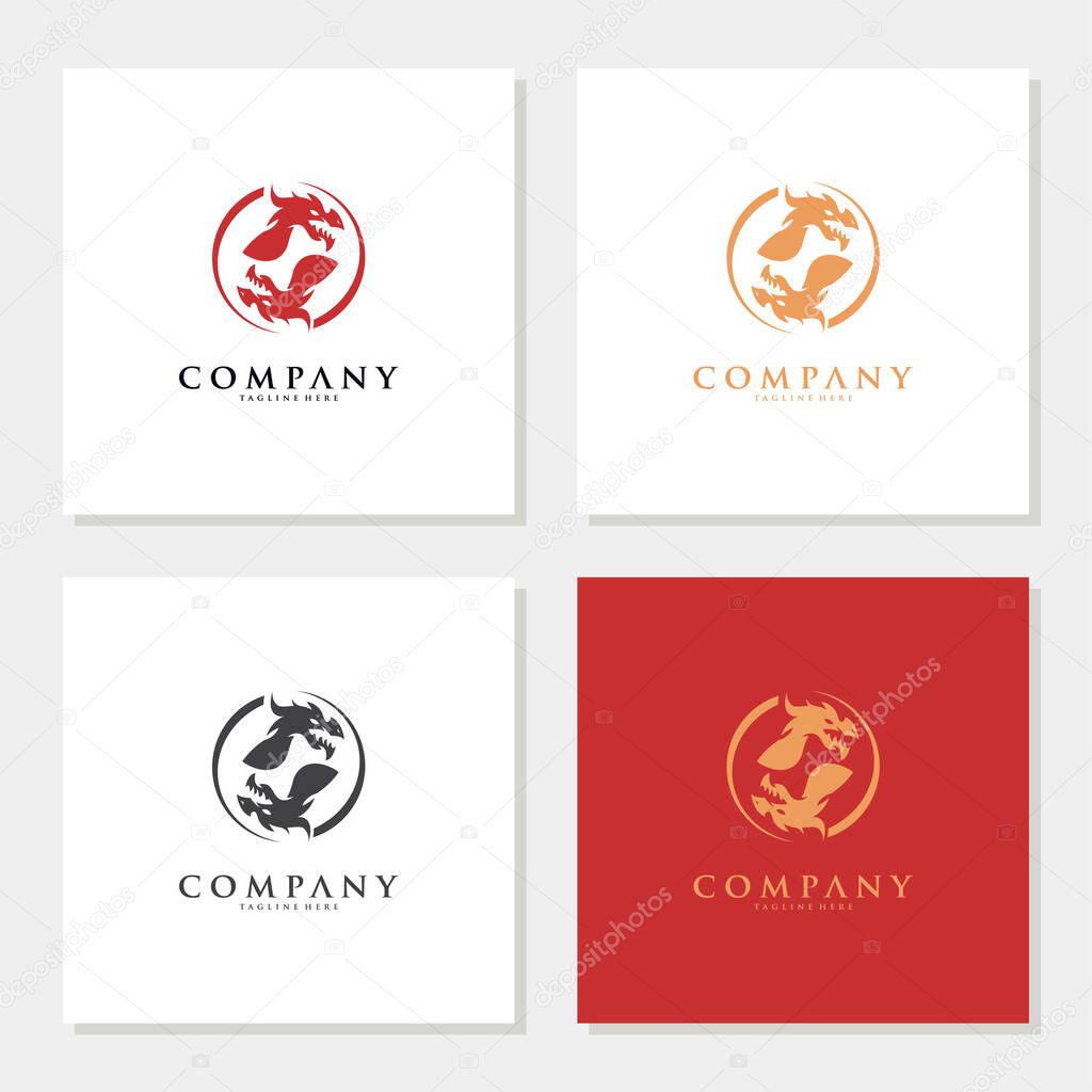 Dragon vector icon illustration design logo template