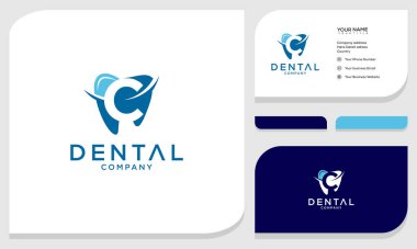 C harfi ilk modern diş logosu vektörü. Minimalist diş logosu yaratıcı eşsiz simge