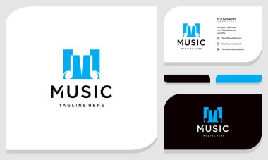 M Müzik logogramı, M yazı tipi için müzik temalı logo. logo ve kartvizit