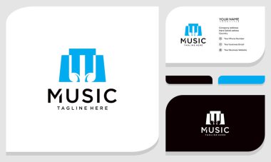 M Müzik logogramı, M yazı tipi için müzik temalı logo. logo ve kartvizit