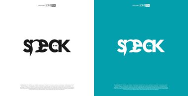 Beyaz arka planda iş eğitim şirketi ve organizasyon topluluğu için konuşma logosu varyasyonu