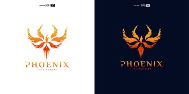Phoenix Logosu uçan kuş soyut tasarım ilhamı. Kartal Şahin Yükselen Logotype konsept simgesi.