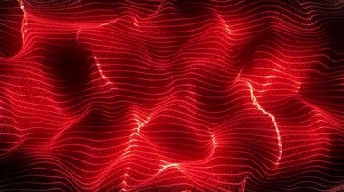 Dinamik dalgalı soyut bir arkaplan. Ses dalgası görüntüsü. Büyük veri görselleştirmesi. Renkli müzik dalgası. 4k animasyon. 3d oluşturma