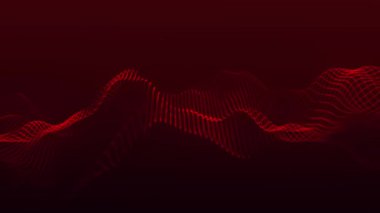 Noktalı fütüristik dalga. Soyut teknoloji geçmişi. Büyük veri konsepti. 3 boyutlu görüntüleme. 4k animasyon.