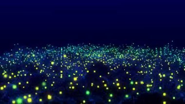 Dinamik dalgalı soyut bir arkaplan. Noktalı fütüristik dalga. Büyük veri konsepti. Soyut teknoloji geçmişi. 3 boyutlu görüntüleme. 4k animasyon.