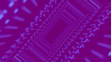 Soyut fütüristik 3D parçacık tünel arka planı. Parlak parçacıklı tünel. Parlak parçacık tüneli. Dijital veri ağlarının parçacıkları ve bağlantıları. 3 boyutlu görüntüleme. 4k animasyon.