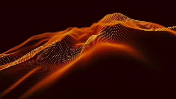 Abstraktní Pozadí Dynamickou Vlnou Futuristická Vlna Tečkami Velký Datový Koncept — Stock fotografie