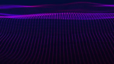 Dinamik dalgalı soyut bir arkaplan. Noktalı fütüristik dalga. Büyük veri konsepti. Soyut teknoloji geçmişi. 3 boyutlu görüntüleme. 4k animasyon.