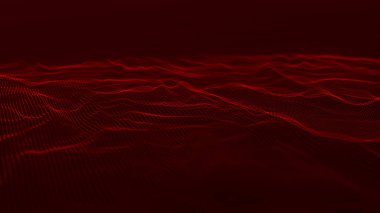 Teknoloji geçmişi. Soyut dijital parçacık dalgası. Fütürist noktalı dalga. Ağ bağlantısı yapısı. 3B görüntüleme