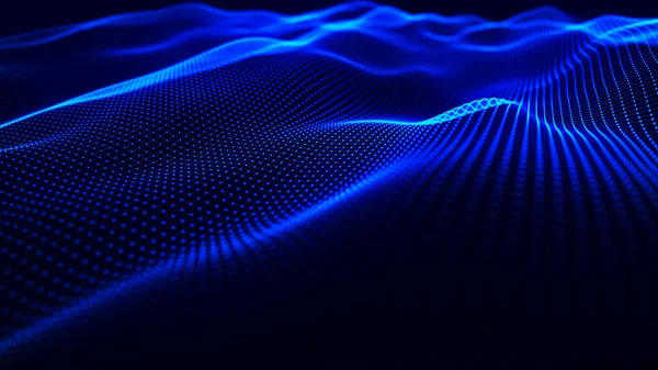 動的波による抽象的な背景 ドットで未来波 ビッグデータの概念 抽象技術の背景 3Dレンダリング — ストック写真