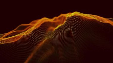 Dinamik dalgalı soyut bir arkaplan. Noktalı fütüristik dalga. Büyük veri konsepti. Soyut teknoloji geçmişi. 3 boyutlu görüntüleme. 4k animasyon.