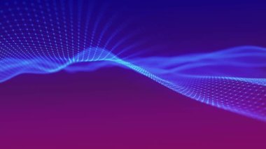 Dinamik dalgalı soyut bir arkaplan. Noktalı fütüristik dalga. Büyük veri konsepti. Soyut teknoloji geçmişi. 3 boyutlu görüntüleme. 4k animasyon.