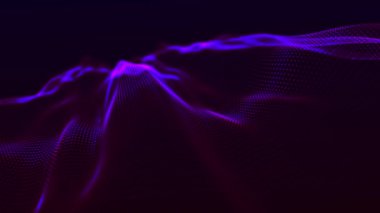 Dinamik dalgalı soyut bir arkaplan. Noktalı fütüristik dalga. Büyük veri konsepti. Soyut teknoloji geçmişi. 3 boyutlu görüntüleme. 4k animasyon.