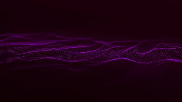 技术背景 数字粒子波 未来派点点滴滴的波浪 网络连接结构 3D渲染 — 图库照片