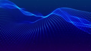 Dinamik dalgalı soyut bir arkaplan. Noktalı fütüristik dalga. Büyük veri konsepti. Soyut teknoloji geçmişi. 3 boyutlu görüntüleme. 4k animasyon.