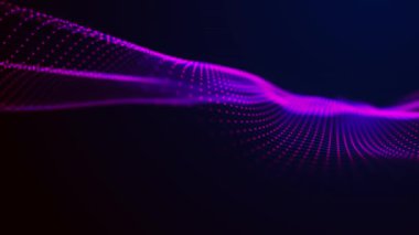 Dinamik dalgalı soyut bir arkaplan. Noktalı fütüristik dalga. Büyük veri konsepti. Soyut teknoloji geçmişi. 3 boyutlu görüntüleme. 4k animasyon.