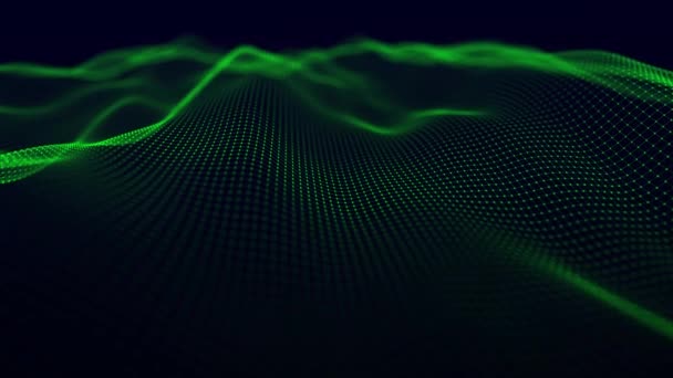 动态波的抽象背景 带有圆点的未来主义波浪 大数据概念 摘要技术背景 3D渲染 4K动画 — 图库视频影像