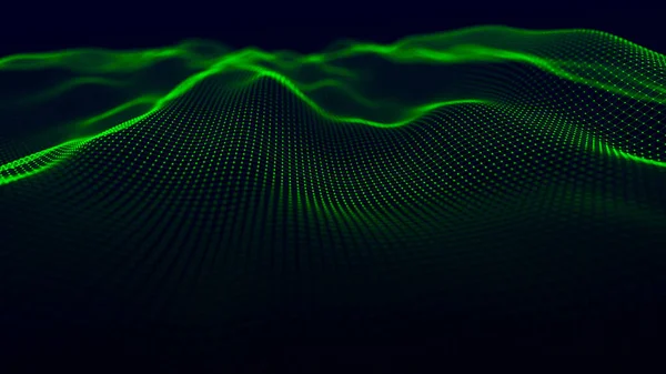 概要粒子のデジタル波 データ技術の背景 抽象的な背景 ビッグデータ可視化 3Dレンダリング — ストック写真