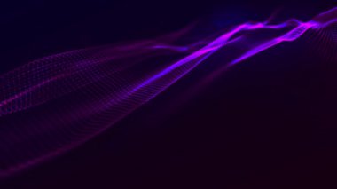 Dinamik dalgalı soyut bir arkaplan. Noktalı fütüristik dalga. Büyük veri konsepti. Soyut teknoloji geçmişi. 3 boyutlu görüntüleme. 4k animasyon.