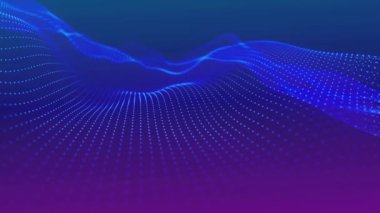 Dinamik dalgalı soyut bir arkaplan. Noktalı fütüristik dalga. Büyük veri konsepti. Soyut teknoloji geçmişi. 3 boyutlu görüntüleme. 4k animasyon.