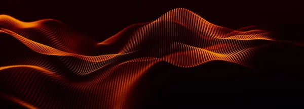 動的波による抽象的な背景 ドットで未来波 ビッグデータの概念 抽象技術の背景 3Dワイドスクリーン — ストック写真