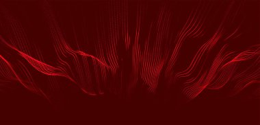 Parçacıkların soyut dijital dalgası. Gelecekçi nokta dalgası. Teknoloji arka plan vektörü. 3d.