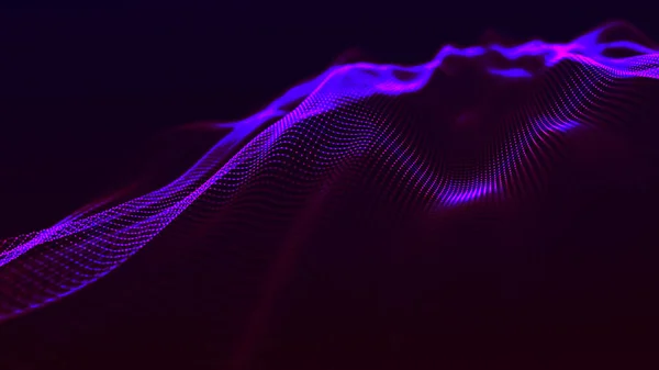 技術的背景 概要電子粒子波 未来的な点線の波 ネットワーク接続構造 3Dレンダリング — ストック写真